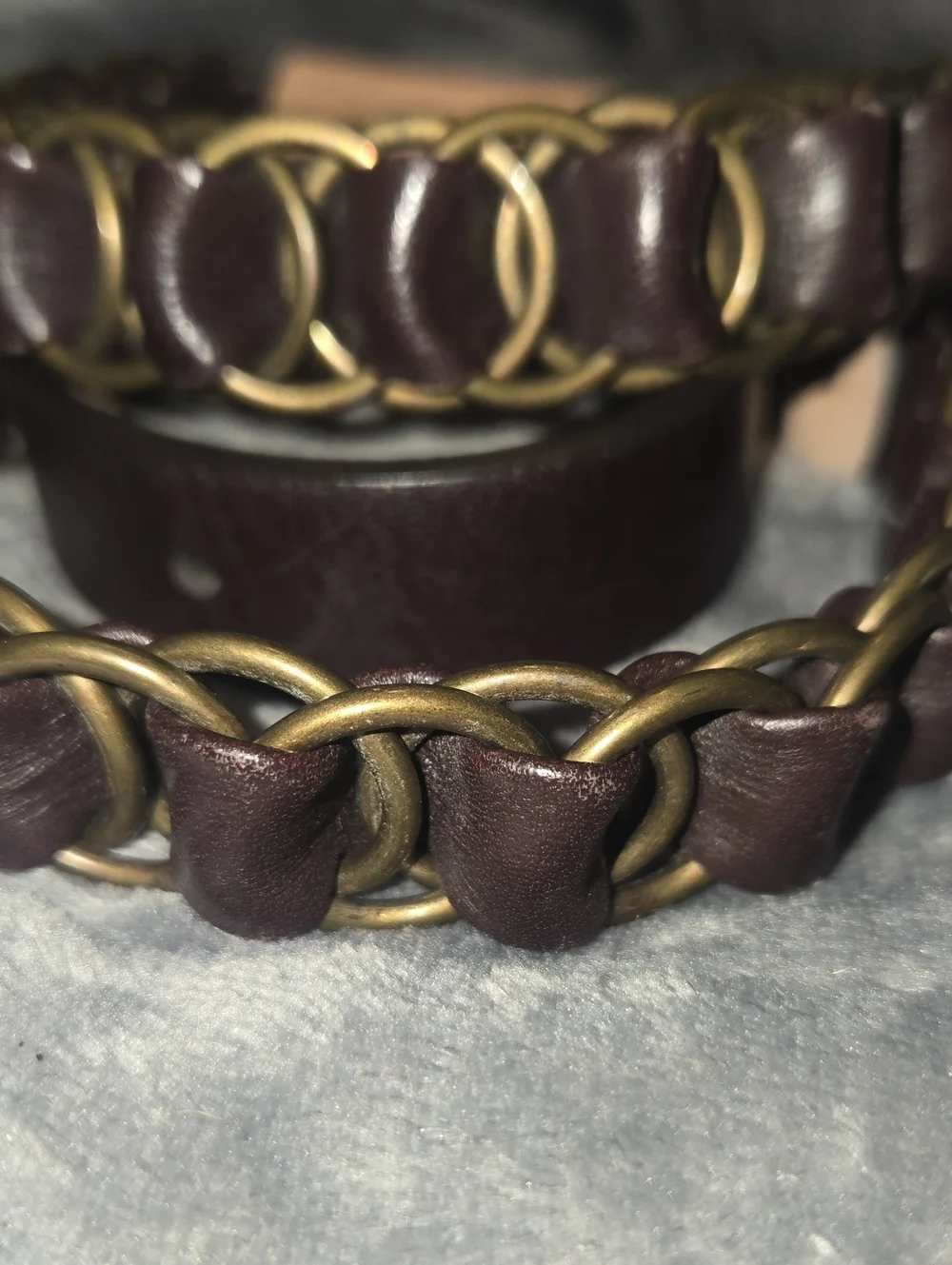 Talbots-Genuine Leather Btown/Chain Belt-Size Small